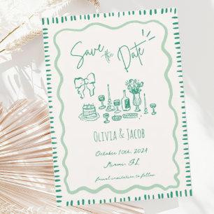 Convites Casamento de Onda de Arco Escrivável Desenhado à M