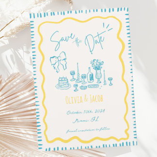 Convites Casamento de Onda de Arco Escrivável Desenhado à M