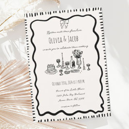 Convites Casamento de Onda de Arco Escrivável Desenhado à M