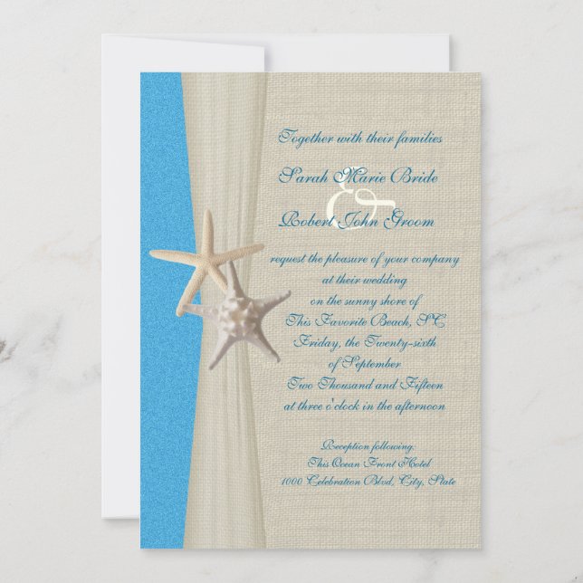 Convites Casamento de Ondas Rustic Beach Starfish Ocean Wav (Verso)
