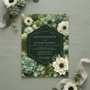 Convites Casamento de Opulência Botânica Esmeralda