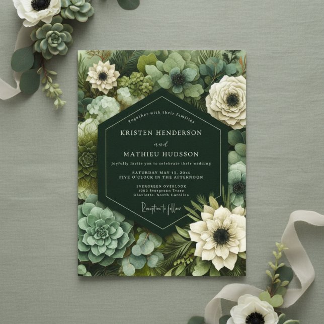 Convites Casamento de Opulência Botânica Esmeralda (Criador carregado)