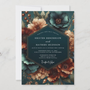 Convites Casamento de Opulência Botânica Verde-água