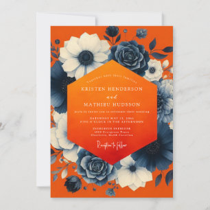 Convites Casamento de Opulência Floral Laranja