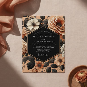 Convites Casamento de Opulência Floral Laranja Queimada