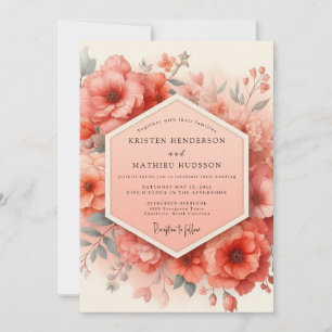 Convites Casamento de Opulência Romântica Coral Blossom