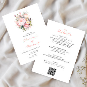 Convites Casamento de Orçamento Cor-de-Rosa Floral