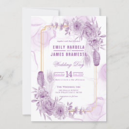 Convites Casamento de Orçamento de Cor Flórida Floral Roxo 