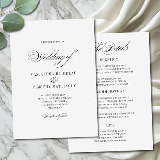 Convites Casamento de Orçamento de Script Branco Preto All-