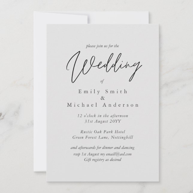 Convites Casamento de Orçamento de Typografia de Letras de  (Frente)