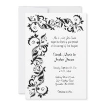 Casamento de Ornamentado Floral Branco e Preto