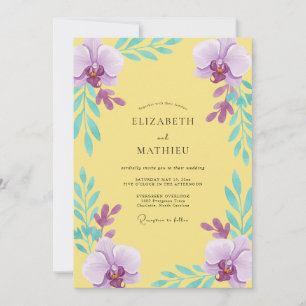 Convites Casamento de Orquídea Ametista Amarela