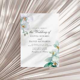 Convites Casamento de Orquídea Branca Minimalista Elegante