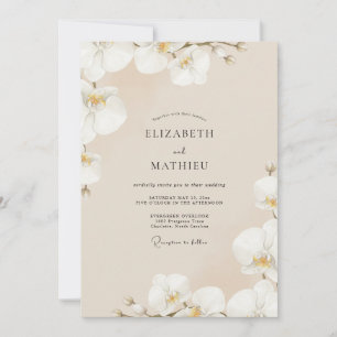 Convites Casamento de Orquídea com Creme de Champanhe