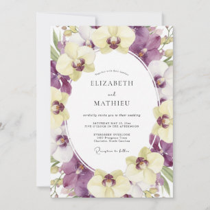 Convites Casamento de Orquídea Creme Roxo