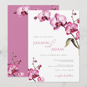 Convites Casamento de Orquídea Rosa Elegante