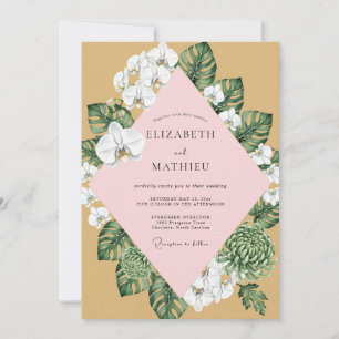 Convites Casamento de Orquídea Rosa Mostarda