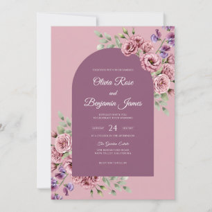 Convites Casamento de Orquídea Rosa Plum