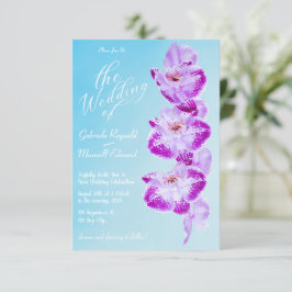 Convites Casamento de Orquídeas Azuis Brancas com Amor Flor