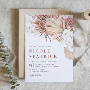 Convites Casamento de Orquídeas Boho e Folhas de Palmeira S