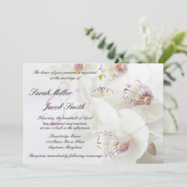 Convites Casamento de Orquídeas Brancas e Roxas Elegantes