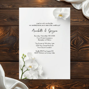 Convites Casamento de Orquídeas Brancas Elegantes