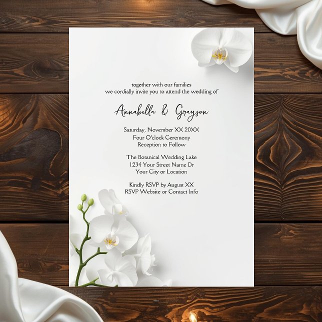 Convites Casamento de Orquídeas Brancas Elegantes (Criador carregado)