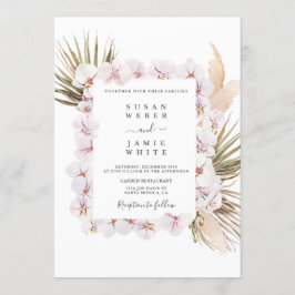 Convites Casamento de orquídeas cor-de-rosa com borrão trop