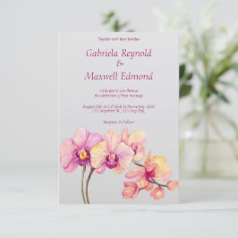 Convites Casamento de Orquídeas de Flores de Água Elegante