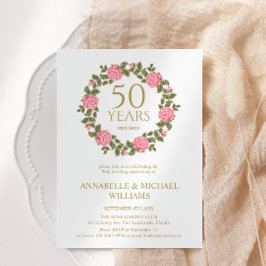 Convites Casamento de OURO ANIVERSÁRIO SOFT ROSA GARLAND 50
