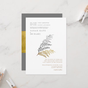 Convites Casamento de Ouro e Prata Elegante de Inverno para