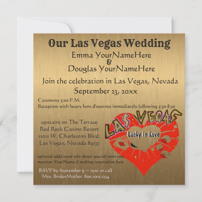 Convites Casamento de Ouro em Las Vegas (Frente)