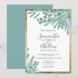Convites Casamento de ouro floral Eucalyptus