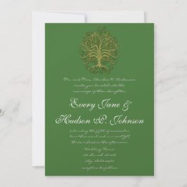Convites Casamento de ouro Verde em Árvore Rota do Amor