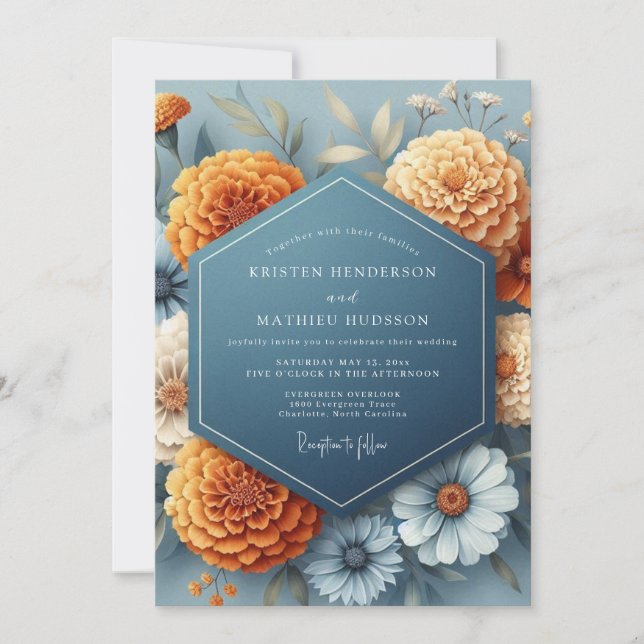Convites Casamento de Outono Âmbar de Jeans (Frente)