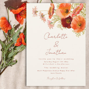Convites Casamento de Outono Boho com Flores Silvestres