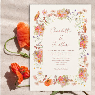Convites Casamento de Outono Boho com Flores Silvestres