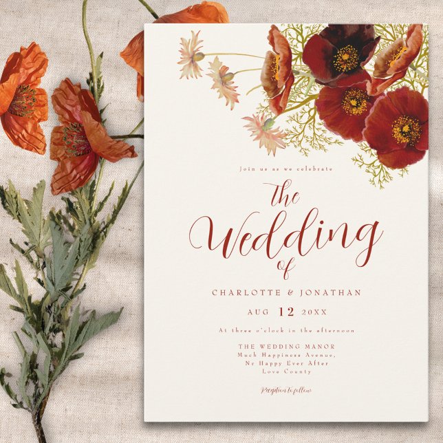 Convites Casamento de Outono Boho com Flores Silvestres (Boho wildflower fall earthy tones wedding invitation )