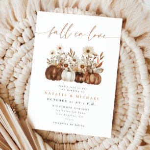 Convites Casamento de Outono com Abóbora Floral Boho