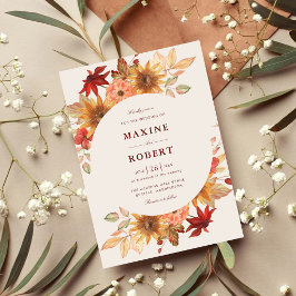 Convites Casamento de Outono com Folhas de Outono Elegantes
