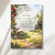 Casamento de Outono com Pomar de Maçãs em Aquarela