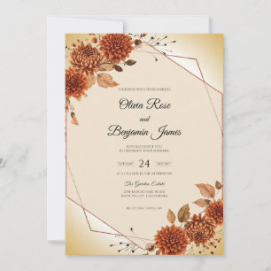Convites Casamento de Outono Copper Dahlia
