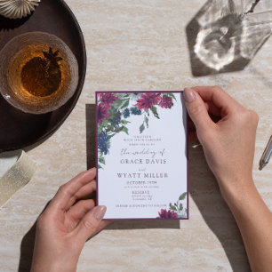 Convites Casamento de outono de Autumn Script Floral Floral