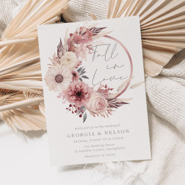 Convites Casamento de outono de Boho Cor-de-Rosa Belo
