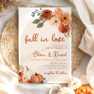 Convites Casamento de outono de Boho Floral Pumpkin Autumn