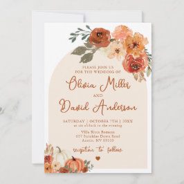Convites Casamento de outono de Boho Terracotta Fall Pumpki