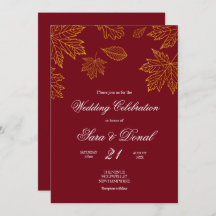 Casamento de outono de Folha Dourada e Borgonha