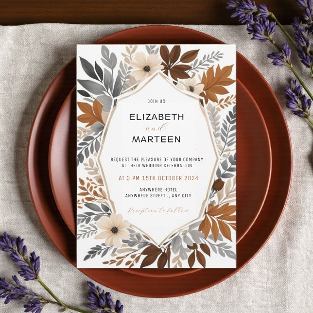 Convites Casamento de Outono de Laranja Queimado (Criador carregado)