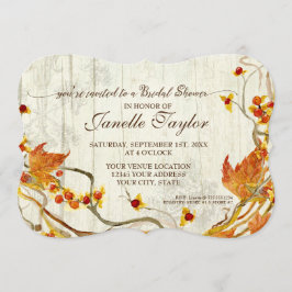 Convites Casamento de outono de madeira Elegante chá de pan