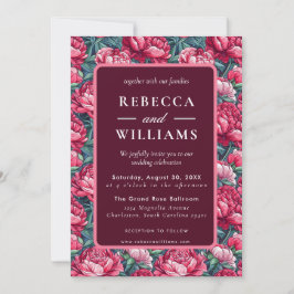 Convites Casamento de Outono de Peônias Botânicas Boho 